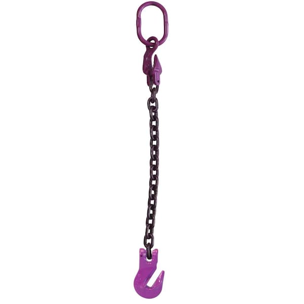 1/2" x 10', Adjustable SingleLeg Chain Sling w/ Grab Hook-Grade100